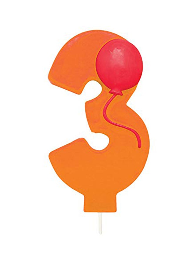 CREATIVE CONVERTING Creative Converting 104203 Numerical Balloon Candle, 3, Orange  - Image 1