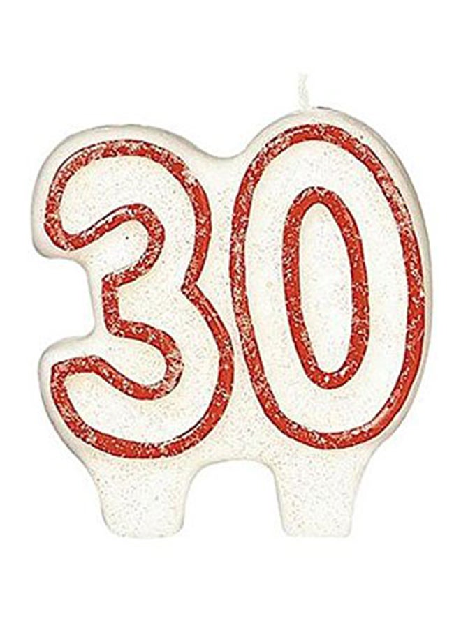 Amscan #30 Celebration Candle White/Red Birthday Candle Number Candle Party Supply Multicolour 1.1X5.8X3.6 inch