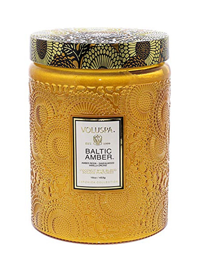 فولوسبا شمعة في مرطبان زجاجي كبير، 16 أوقية، بلون كهرماني شقفي