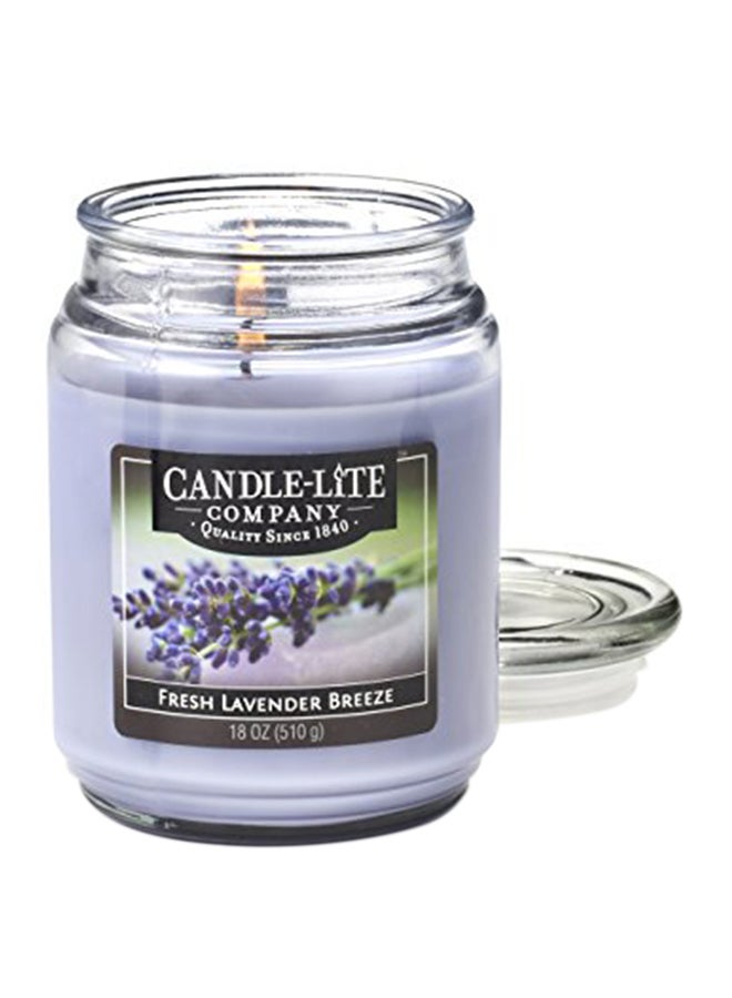 Candlelite - Candle-Lite Everyday Scented Fresh Lavander Breeze Single Wick 18oz Large Glass Jar Candle, Fresh Aromatic Fragrance Multicolour 3.89X5.8X3.89 inch - Image 1