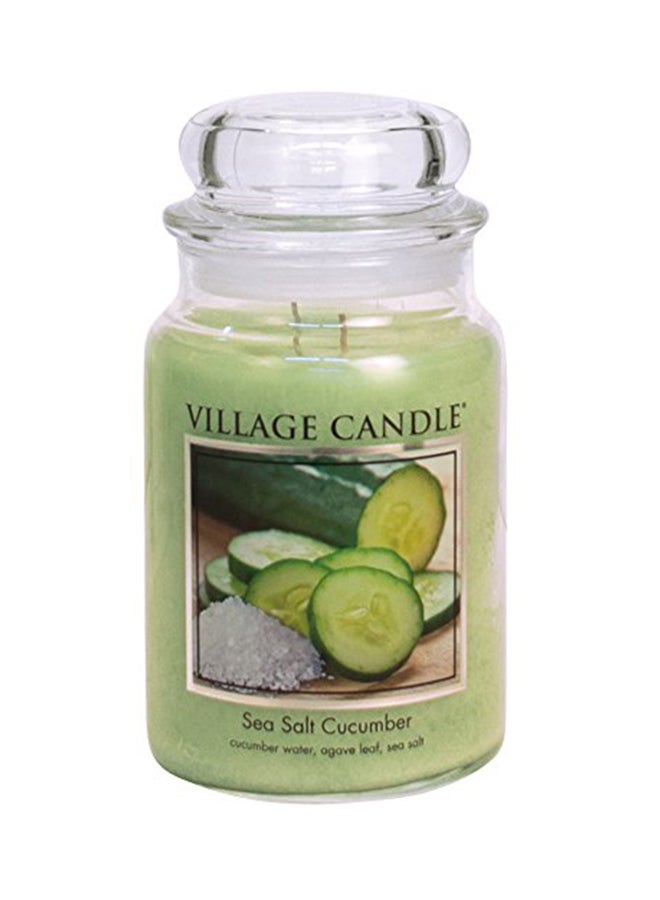 Village Candle Sea Salt Cucumber 26 OZ Glass Jar Scented Candle, Large 