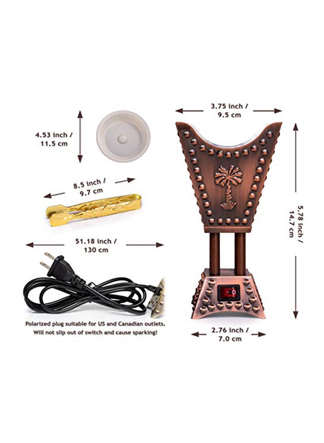 am - Am Bakhoor Burner Electric Incense Burner Oud Resin Frankincense Small Square Copper - Image 1