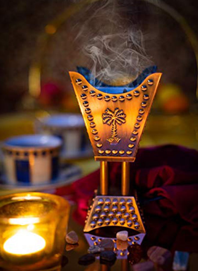 am - Am Bakhoor Burner Electric Incense Burner Oud Resin Frankincense Small Square Copper - Image 1