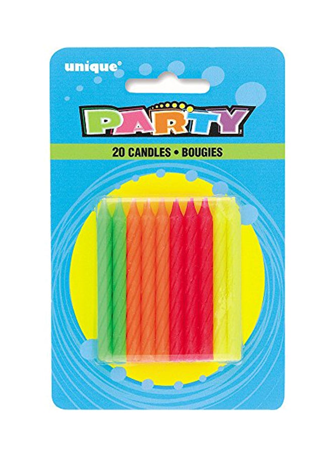Unique Neon Birthday Candles, 20Ct