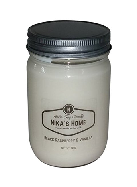Nika's Home Black Raspberry And Vanilla Soy Candle 12Oz Mason Jar