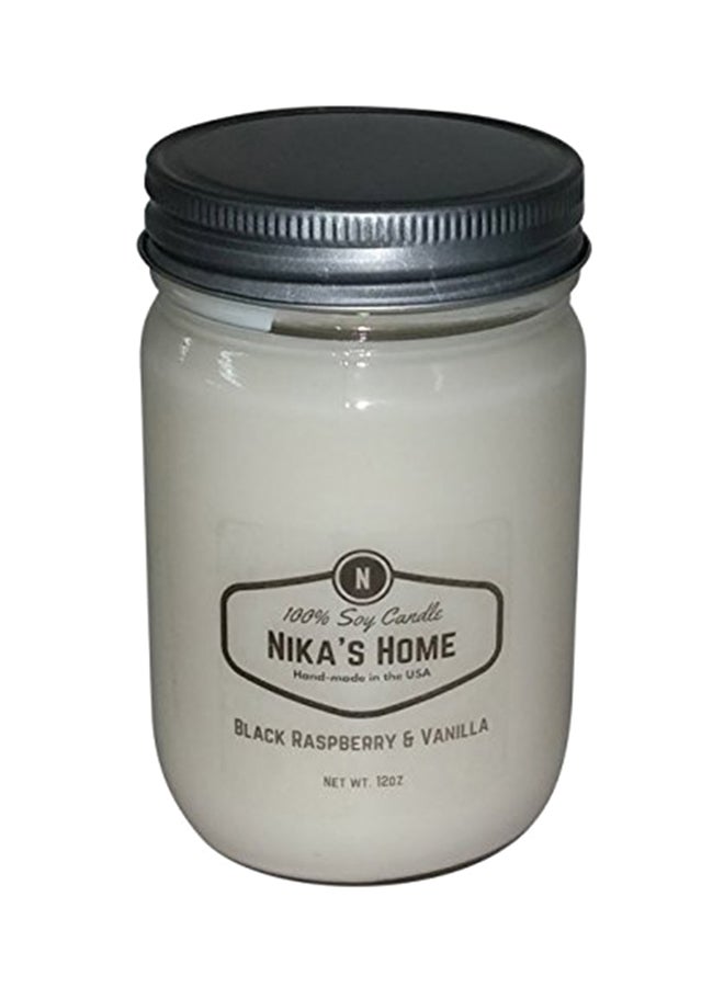 Nika's Home Black Raspberry And Vanilla Soy Candle 12Oz Mason Jar