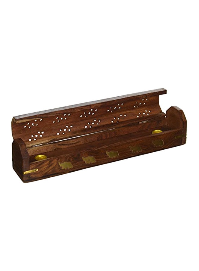 Indian Glance Wooden Coffin Incense Stick Cone Burner Holder Stand Multicolour 2.5X12X2 inch - Image 1