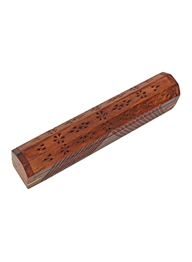 storeindya Wooden Coffin Incense Stick Cone Burner Holder With Storage Compartment - Image 1