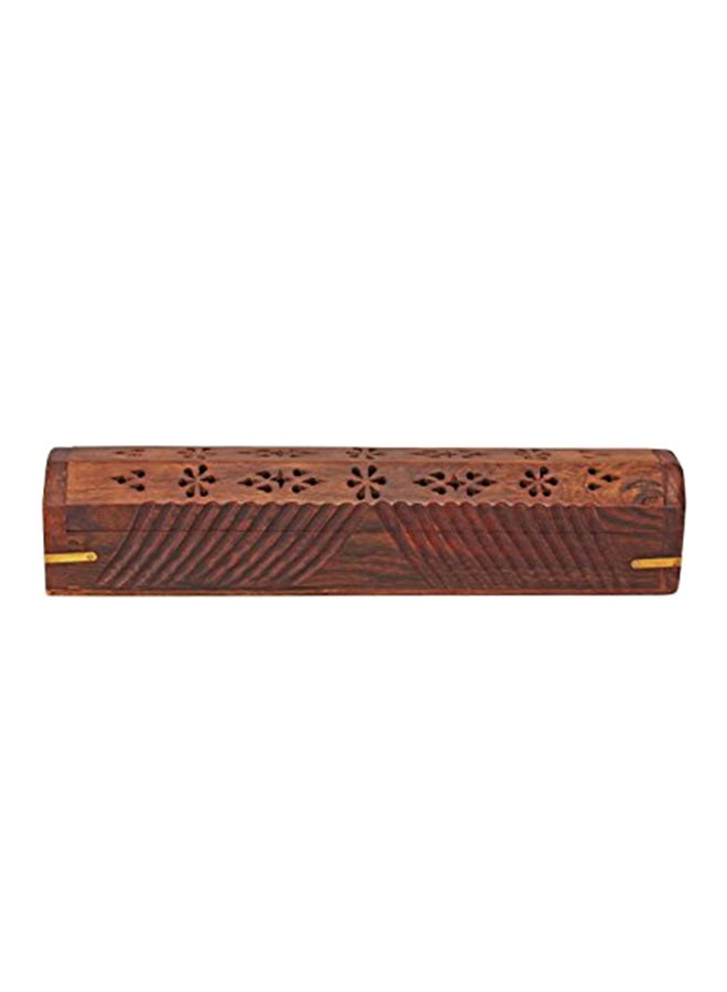 storeindya Wooden Coffin Incense Stick Cone Burner Holder With Storage Compartment - Image 2