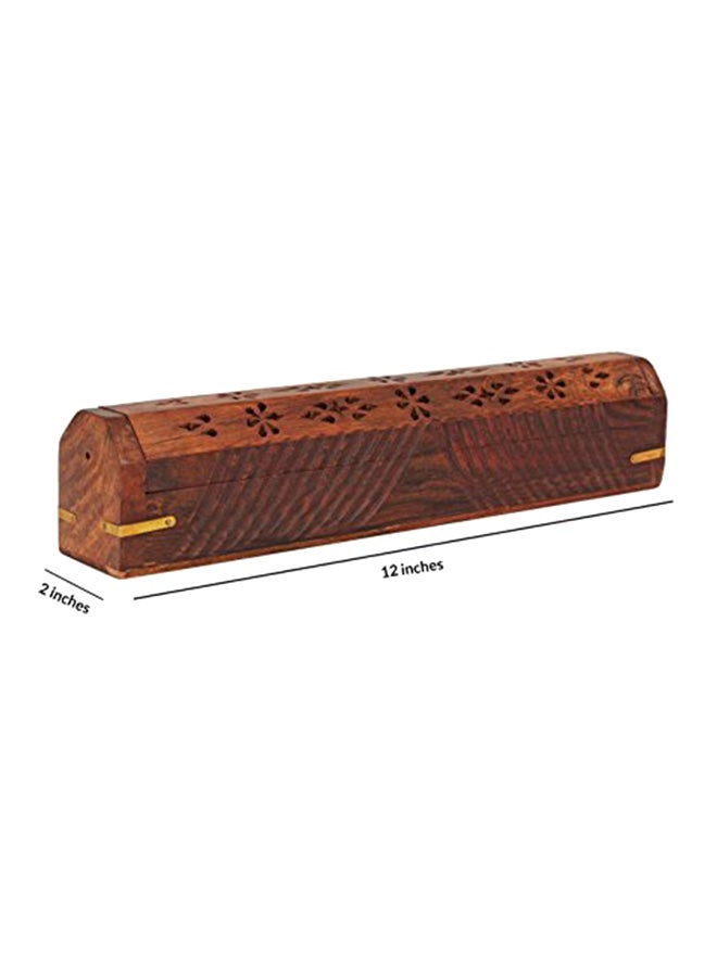 storeindya Wooden Coffin Incense Stick Cone Burner Holder With Storage Compartment - Image 3