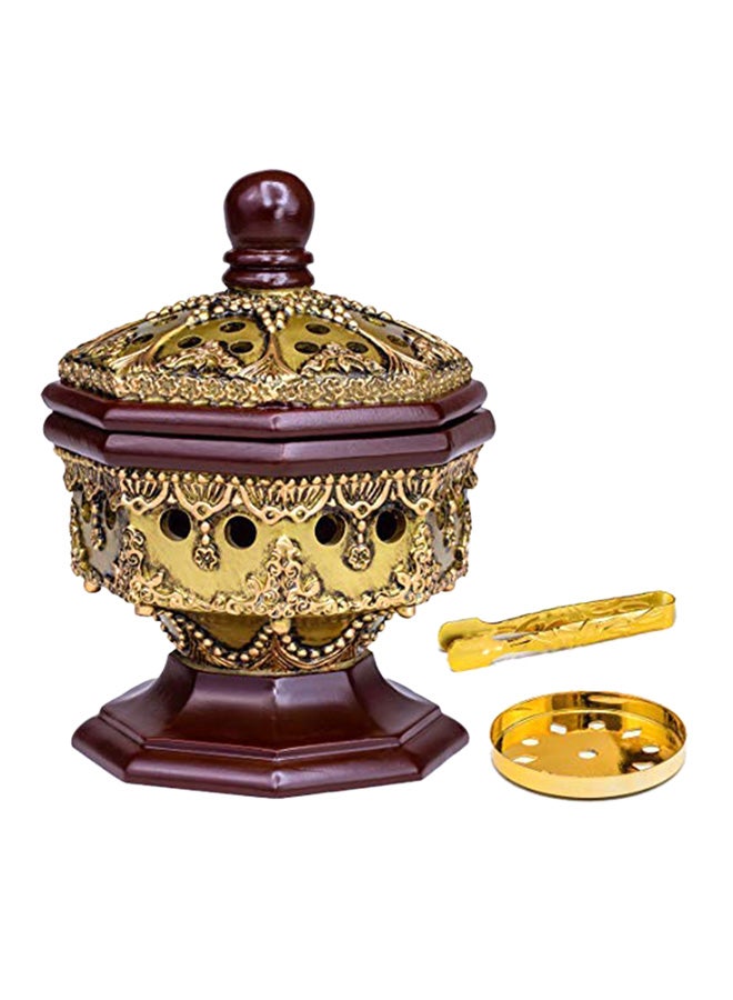 Am Incense Burner Bakhoor Burner Frankincense Resin Luxury, Octagon, Bronze - Image 1