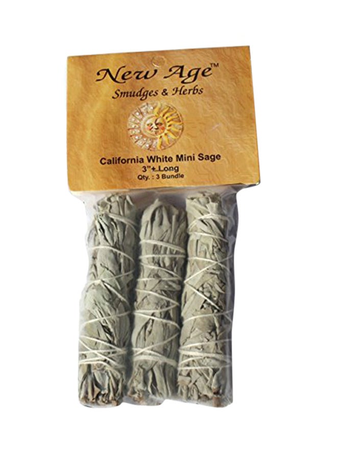 نيو إيدج سمادجز آند هيربز مجموعة عصي المريمية الصغيرة من كاليفورنيا بطول 4 بوصات مكونة من 3 قطع طراز Mcws3 من نيو إيدج سمادجز آندلا هيربز، لون أبيض