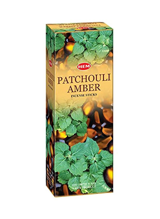 HEM Patchouli Amber Box Of Six 20 Stick Hex Tubes Hem Incense Hand Rolled In India 