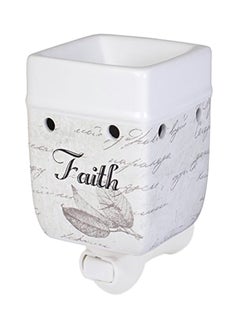 Dream Bigger Actions Louder Faith Stronger Grey Leaves White Ceramic Stone Plug-in Warmer Multicolour 6.5X3.5X3.5 inch - v1549291139/N20868277A_1