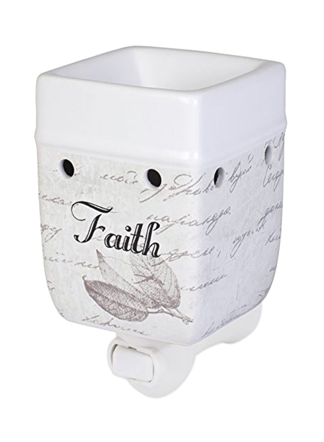 إيلانز ديزاينز - Dream Bigger Actions Louder Faith Stronger Grey Leaves White Ceramic Stone Plug-in Warmer Multicolour 6.5X3.5X3.5 inch - Image 1