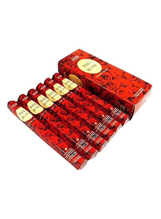 هيم عبوة بخور من هيم في علبة حمراء منقوشة بالورد، 20 جم، 6 قطع