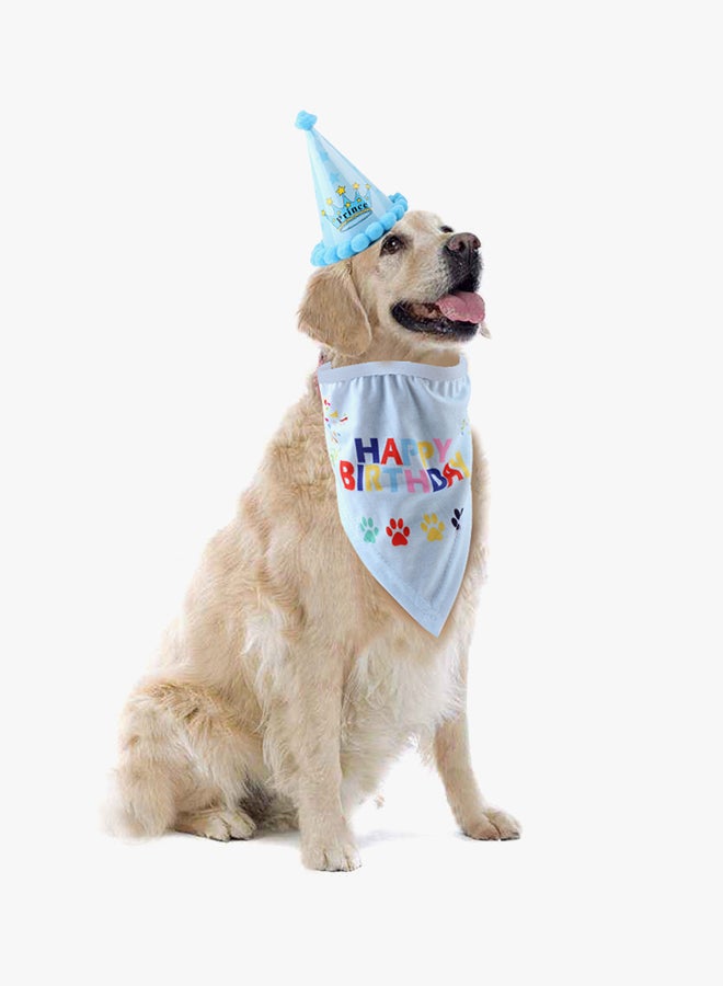 Generic Pet Birthday Bandana Triangle Scarf And Hat Doggie Party Accessories Blue - Image 4
