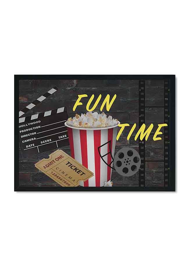 لوحة ملصق بنمط مطبوع لعبارة "Fun Time" بإطار خشبي متعدد الألوان 32 X 22 X 2Ø³Ù†ØªÙŠÙ…ØªØ± - Image 1