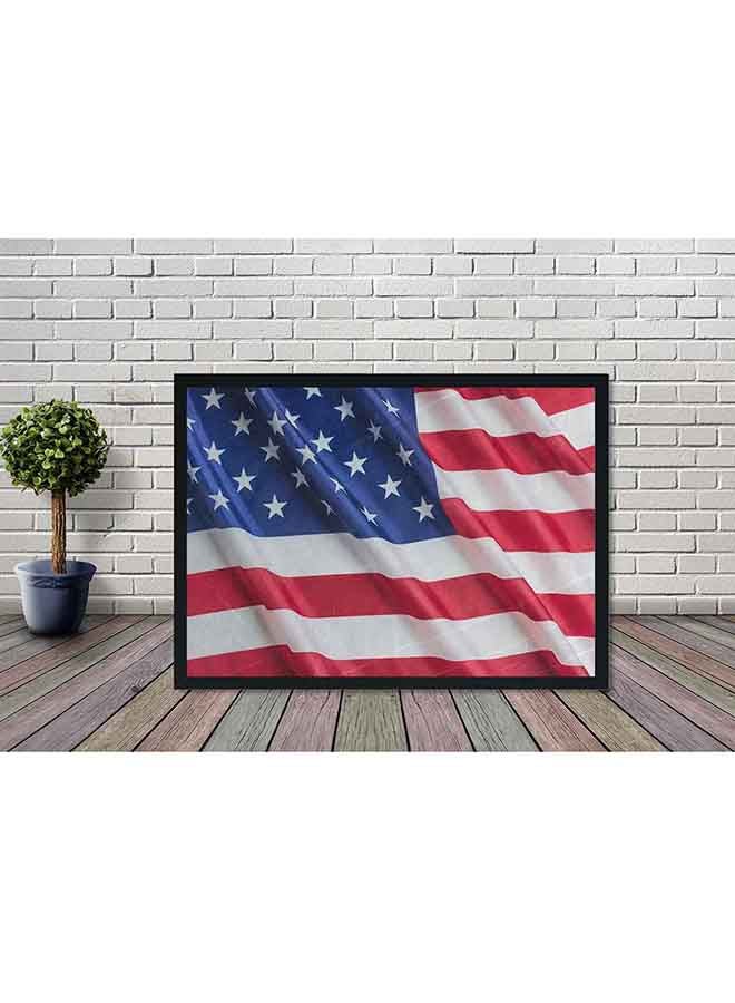 لوحة ملصق جداري مطبوع عليه صورة علم الولايات المتحدة الأمريكية مزين بإطار خشبي متعدد الألوان 32 X 22 X 2Ø³Ù†ØªÙŠÙ…ØªØ± - Image 2
