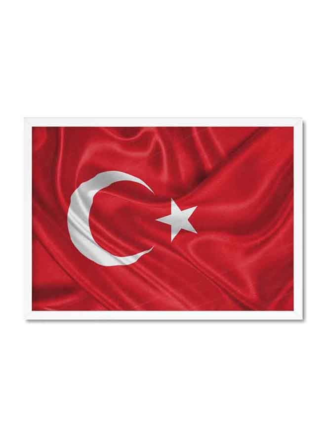 LOWHA Turkey Flag Poster With Wood Frame Red 32 X 22 X 2centimeter - Image 1