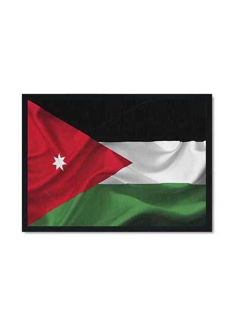 Jordan Flag Poster With Wood Frame Multicolour 32 X 22 X 2cm