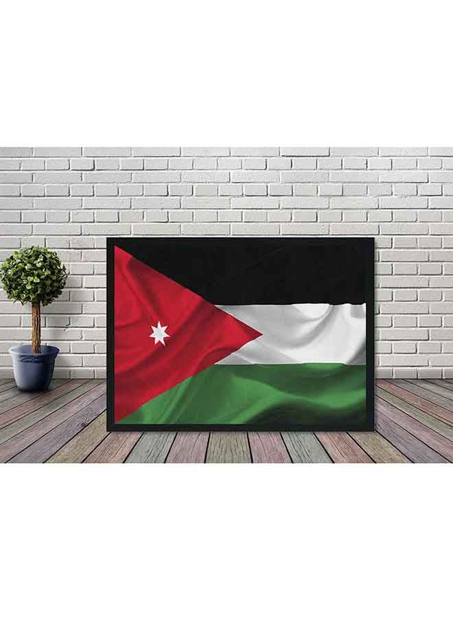 Jordan Flag Poster With Wood Frame Multicolour 32 X 22 X 2cm