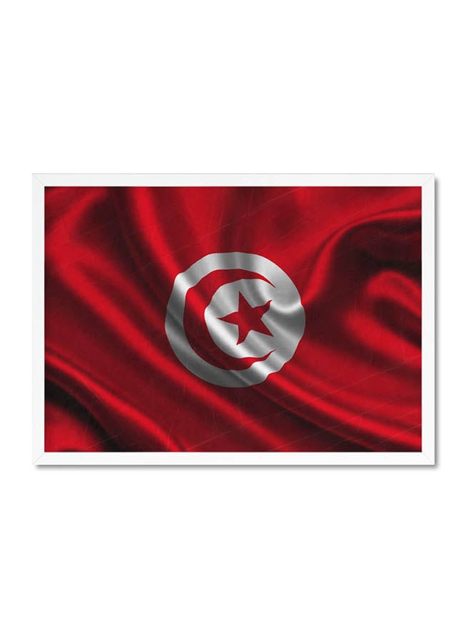 LOWHA Tunisia Flag Poster With Wood Frame Multicolour 32 X 22 X 2centimeter  - Image 1