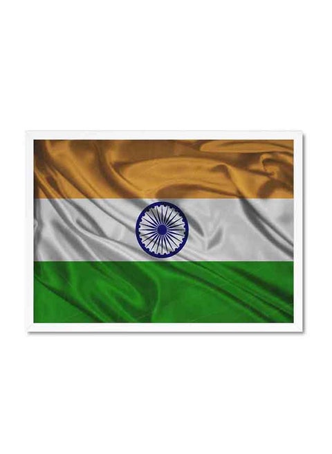 India Flag Poster With Wood Frame Multicolour 32 X 22 X 2cm