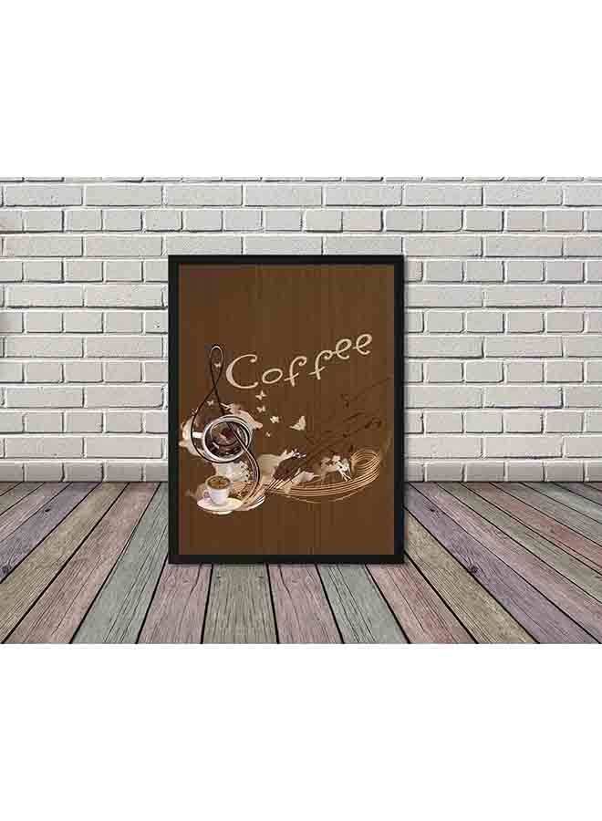LOWHA - Coffee Poster With Wood Frame Brown 32 X 22 X 2cm - Image 1