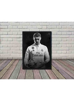 LOWHA Cristiano Ronaldo  Poster With Wood Frame Black/White 32 X 22 X 2centimeter  - Image 2