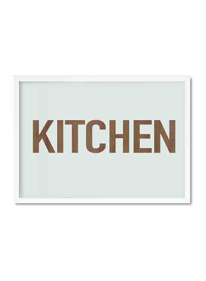 LOWHA Kitchen Poster With Wood Frame Brown/Blue/White 32 X 22 X 2cm - Image 1