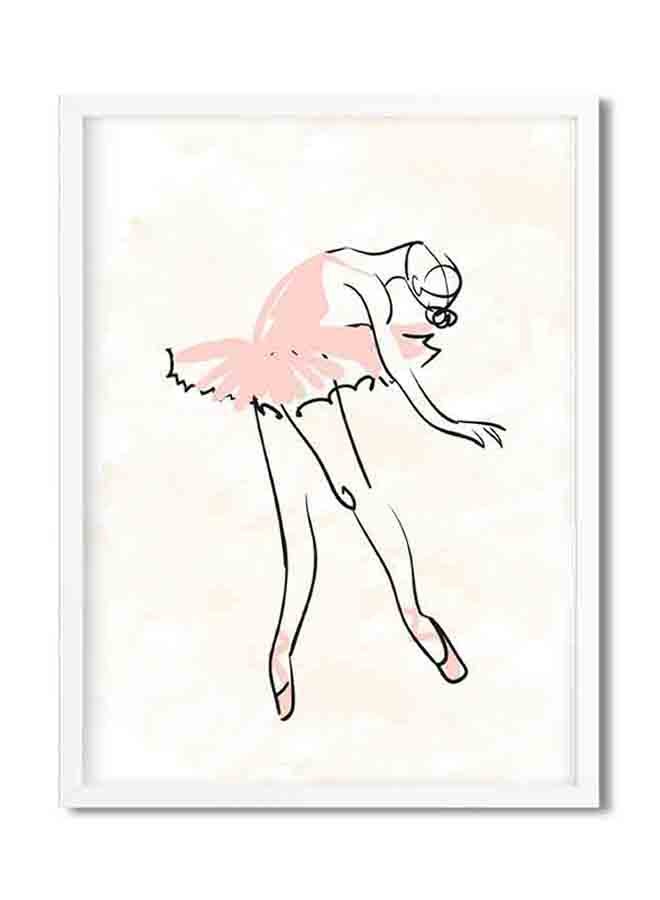 LOWHA Dancer Wooden Framed Wall Art Painting Pink/White 32x22x2centimeter - Image 1