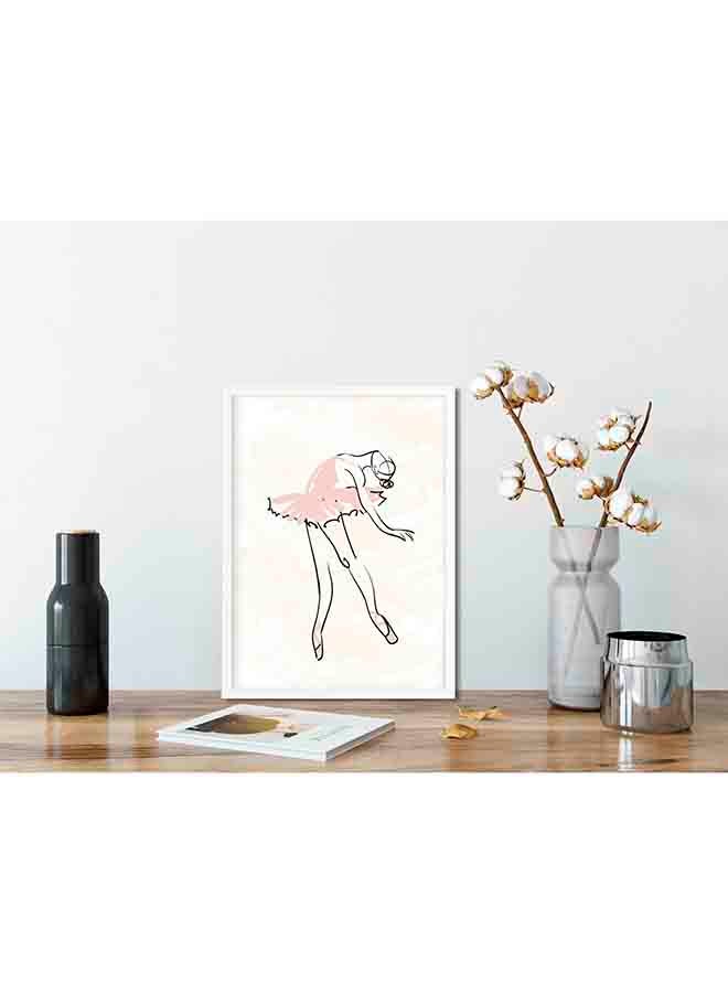 LOWHA Dancer Wooden Framed Wall Art Painting Pink/White 32x22x2centimeter - Image 2