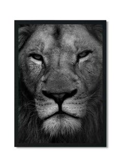 LOWHA Lion Poster With Wood Frame Black/White 32 X 22 X 2centimeter  - Image 1