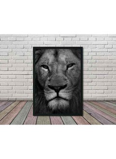 LOWHA Lion Poster With Wood Frame Black/White 32 X 22 X 2centimeter  - Image 2