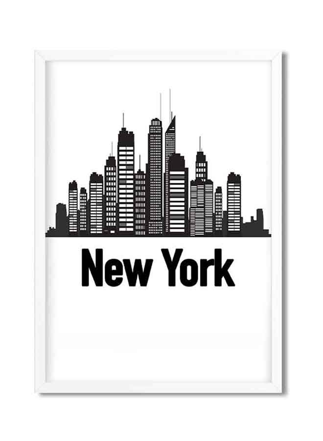 LOWHA New York Poster With Wood Frame Black/White 42 x 32 x 2cm - Image 1