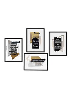 LOWHA 4-Piece Quote Poster With Wood Frame Multicolour 32 X 22 X 2centimeter  - Image 1