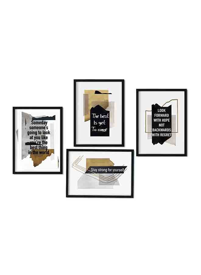 LOWHA - 4-Piece Quote Poster With Wood Frame Multicolour 32 X 22 X 2centimeter - Image 1