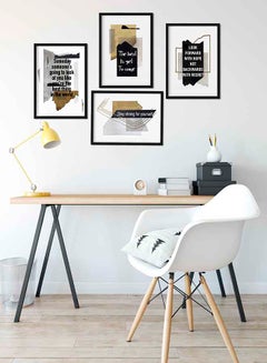 LOWHA 4-Piece Quote Poster With Wood Frame Multicolour 32 X 22 X 2centimeter  - Image 2