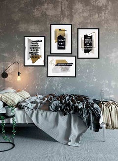 LOWHA 4-Piece Quote Poster With Wood Frame Multicolour 32 X 22 X 2centimeter  - Image 3