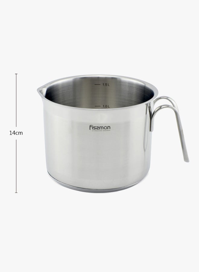 Fissman Stainless Steel Milk Pot 14x11cm Silver 1.5Liters  - Image 2