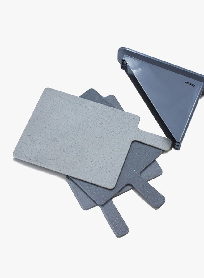 Fissman - 3 Piece Marble Colorued Cutting Board Set With Stand Grey 32 x 19cm - Image 1