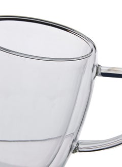 Goldedge Handle Design Double Wall Insulated  Tea Cup Clear 20cm  - Image 2