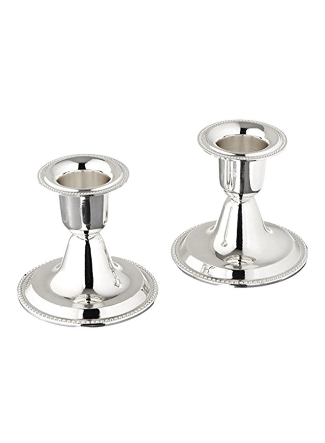 رايت لايت شمعدان مطلي بالفضة مكون من قطعتين فضي