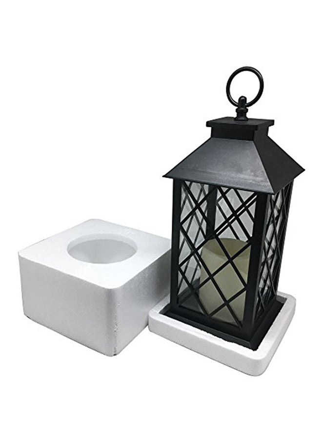 YAKii Decorative Candle Lantern With LED Flameless Candle And Timer Black/White 13x5.5x5.5inch - Image 2