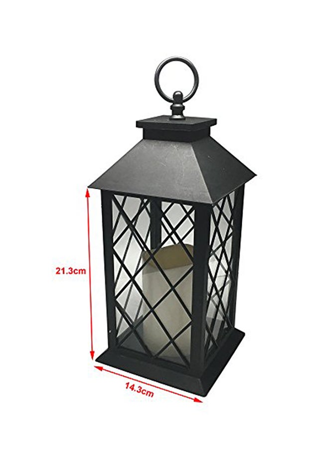 YAKii Decorative Candle Lantern With LED Flameless Candle And Timer Black/White 13x5.5x5.5inch - Image 3