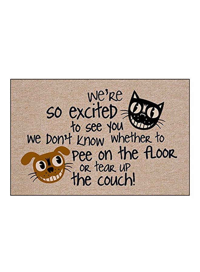 High Cotton Inc. We'Re So Excited ... Funny Doormat Black/Beige 5x20x8inch