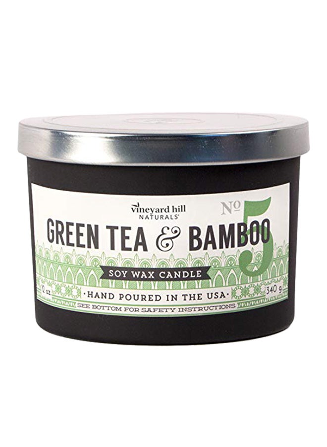 بادي واكس كاندلز Green Tea And Bamboo Soy Wax Candle Black 4x5x5inch 