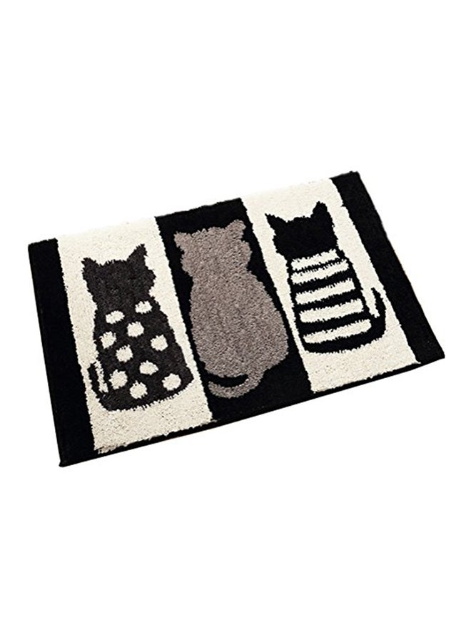 ZebraSmile Cartoon Cat Printed Anti Slip Door Mat Black/Grey/White 0.24x 25.59x17.72inch - Image 1