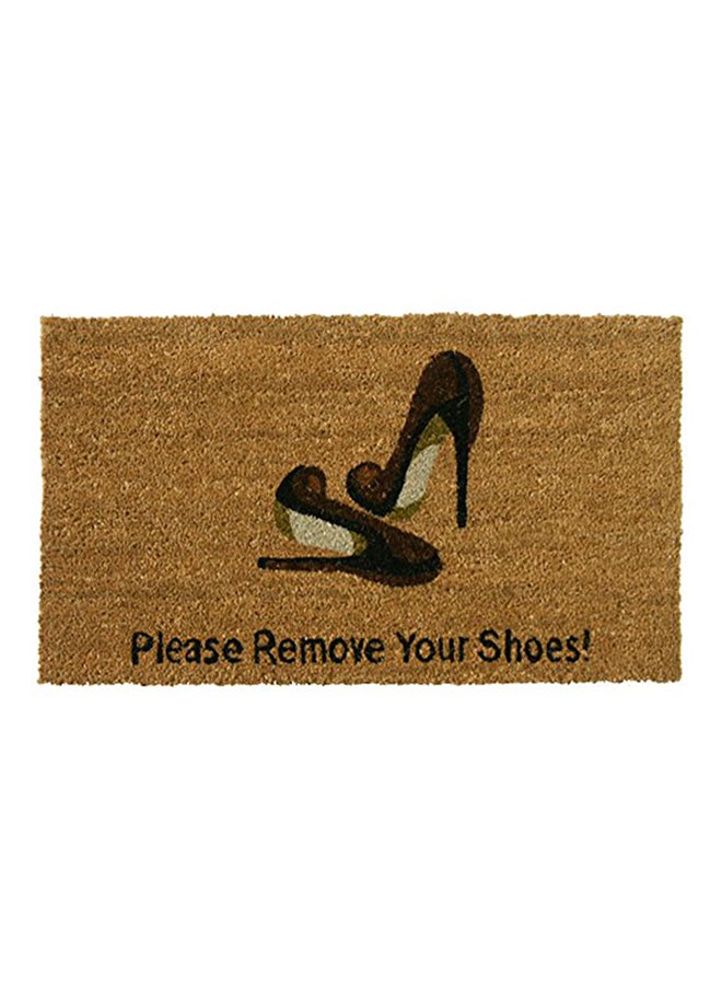 رابر-كال بساط ترحيب مزخرف بعبارة «Welcome & Please Remove Your Shoes» بني/أسود 0.623x30x18بوصة - Image 1